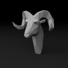 poly head ram 3d print model in sculpture 3dexport sheep sheeps lowpoly low-poly polygon 3d print model - Mito3D