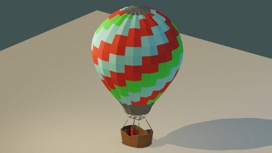 poly heiß luft ballon 3d modell sport 3dexport motor flugzeug fliege fliegend zeppelin regenbogen bunt korb aussicht reise seil helium schiff heiße balon 3d print model - Mito3D