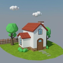 poly house 5 game outdoor tree forest scene nature c4d building architecture cartoon mail box toon toy 3d print model - Mito3D