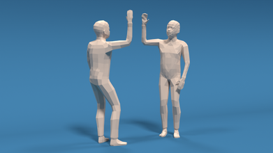 poli çocuklar yüksek eller çocuk hi5 mimik heykel oğlan vücut düşük karikatür stilize şekil 3d print model - Mito3D