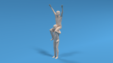 poly kids riding on shoulders 3d model in child 3dexport kid lowpoly children boy statue art cartoon stylized people 3d print model - Mito3D