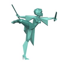 poli ninja guerriero figurina lowpoly low poly poligono statuetta 3d print model - Mito3D