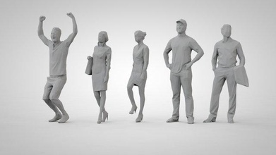poly people man woman girl lowpoly low-poly figurine polygonal 3d print model - Mito3D