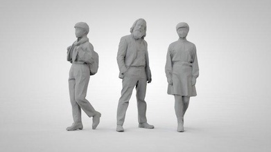 escuela politécnica personas 3d impresión modelo in figuritas 3dexport hombre mujer niña lowpoly low poly figurilla poligonal 3d print model - Mito3D