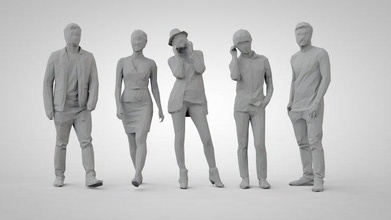 poly 3d impression modèle in figurines 3dexport homme femme fille lowpoly low figurine polygonal 3d print model - Mito3D