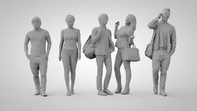 poly people 3d print model in figurines 3dexport man woman girl lowpoly low-poly figurine polygonal 3d print model - Mito3D