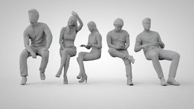poly people 3d print model in figurines 3dexport man woman girl lowpoly low-poly figurine polygonal 3d print model - Mito3D
