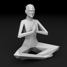 poli kişi adam insanlar heykel dua Sanat heykelcik düşük low poly çokgen Buda 3d print model - Mito3D