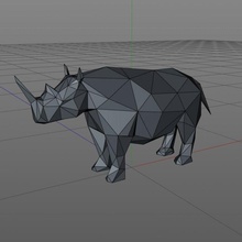 escuela politécnica rinoceronte 3d impresión modelo in escultura 3dexport lowpoly low poly poligonal arte animal rinocerontes 3d print model - Mito3D
