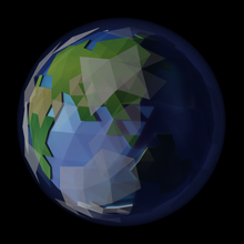 poli estilizado terra pobre low poly polimodelo polígono planeta esfera 3d print model - Mito3D