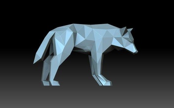 poly wolf 3d drucken modell figuren 3dexport lowpoly low polygonal kunst skulptur figur lupus kojote 3d print model - Mito3D