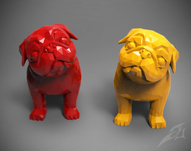polígono pug poli elegante cão deco brinquedo filhote de cachorro 3d print model - Mito3D