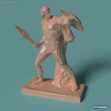 poligonal estátua aquiles imprimível 3d impressão modelo in escultura 3dexport poli clássico antigo grego histórico escultor corpo arqueologia museu fundo estilo monumento brilhante romano 3d print model - Mito3D