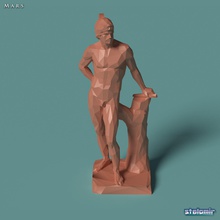 poligonale statua di marte stampabile basso poli classico la scultura antichi il greco storico scultore corpo l'archeologia museo stile hellen romano figura figurina 3d print model - Mito3D