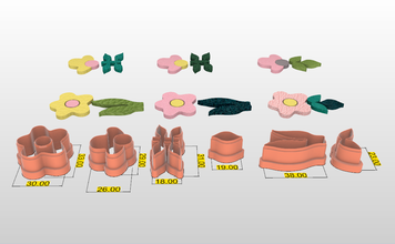 polymer clay cutter shape flowering plants jewelry flowers 3d print model - Mito3D