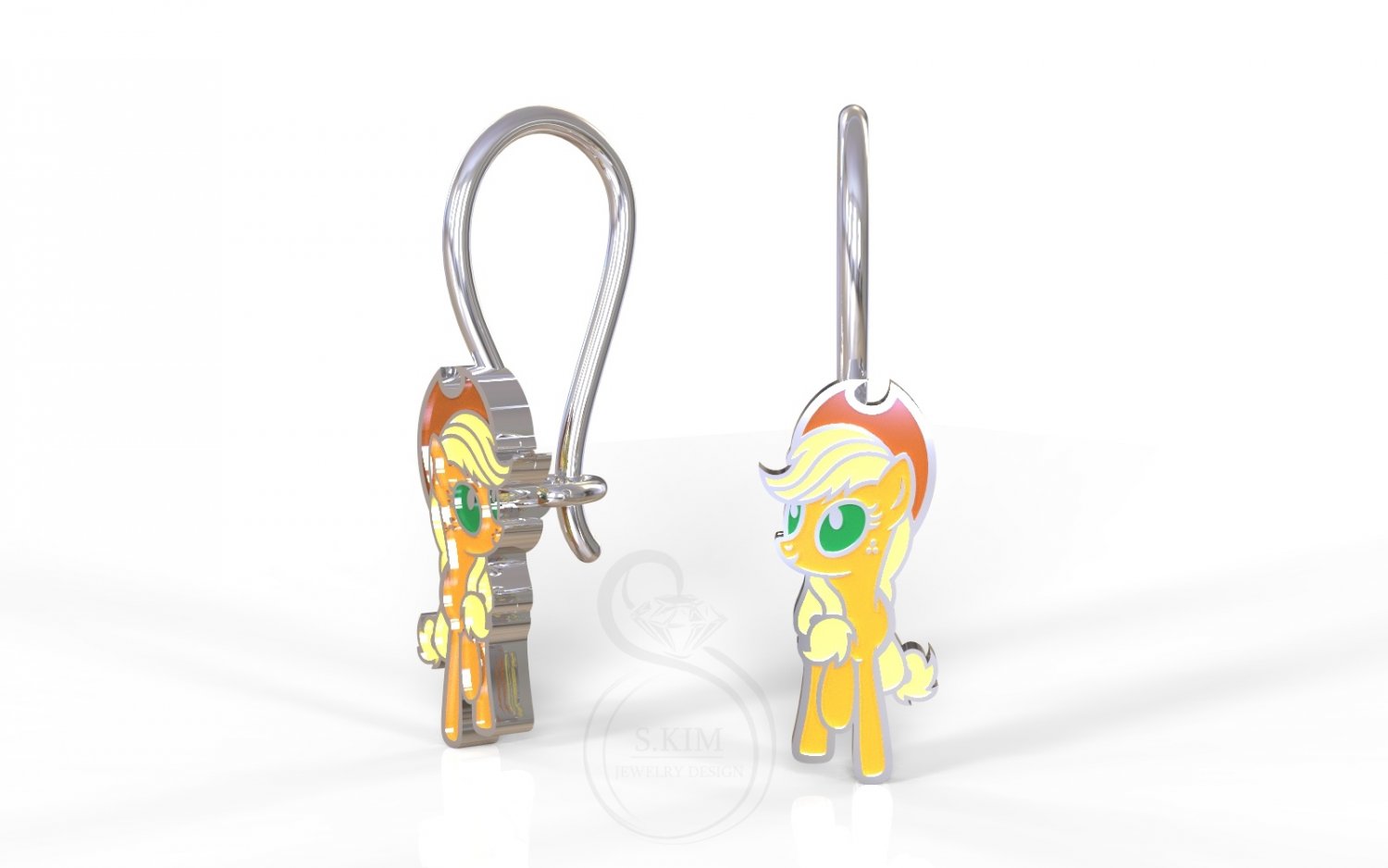 pony earrings applejack pinkie pie 3D print model - Mito3D