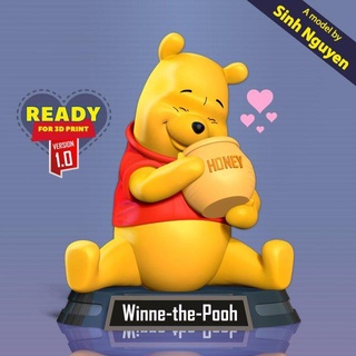 pooh loves honey animals bear cartoon 3dprinting 3dprint statue 3d print model - Mito3D