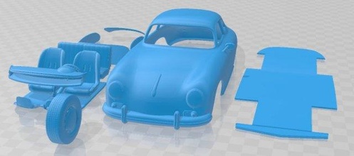 porsche 356a cupé imprimible coche vehiculo 3d impresión modelo in automotor 3dexport espacio scalextric tamiya rc miniz pasatiempo micro 3d print model - Mito3D