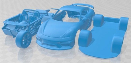 porsche 718 caimán gt4 2020 imprimible coche vehiculo 3d impresión modelo in automotor 3dexport espacio scalextric tamiya rc miniz pasatiempo micro 3d print model - Mito3D
