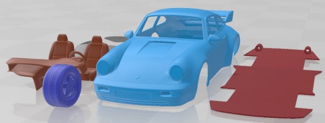 porsche 911 carrera rs 964 stampabile macchina settore automobilistico fessura scalextric tamiya rc miniz passatempo micro pressofuso 3D print model - Mito3D