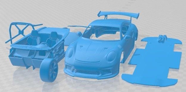 Porsche 911 gt3 rs 2019 yazdırılabilir araba otomotiv yuva ölçülü Tamiya rc miniz hobi mikro 3d print model - Mito3D