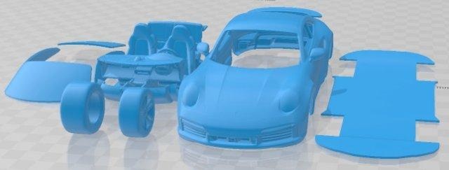Porsche 911 turbo 2021 imprimível carro automotivo fenda escalextrico Tamiya rc miniz passatempo micro diecast 3d print model - Mito3D