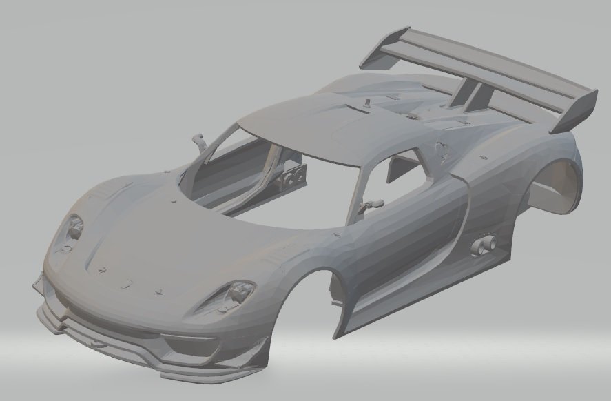 porsche 918 rsr imprimable corps de la voiture fente le système scalextric sport tamiya rc radio contrôle shell l'allemand 3D print model - Mito3D