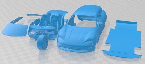 Porsche taycan 4s traverser 2021 imprimable voiture fente scalextric tamiya rc miniz loisir micro 3d print model - Mito3D