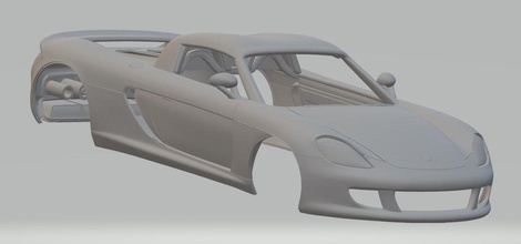 porsche v10 carrera gt imprimable corps de la voiture fente le système scalextric sport tamiya rc 1-10 1-24 1-32 3d print model - Mito3D