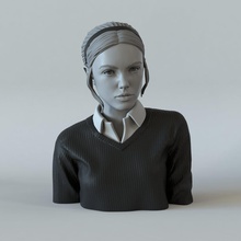 portrait girl ponytail 1 bust woman cute realistic character 3dprint sculpture 3d print model - Mito3D