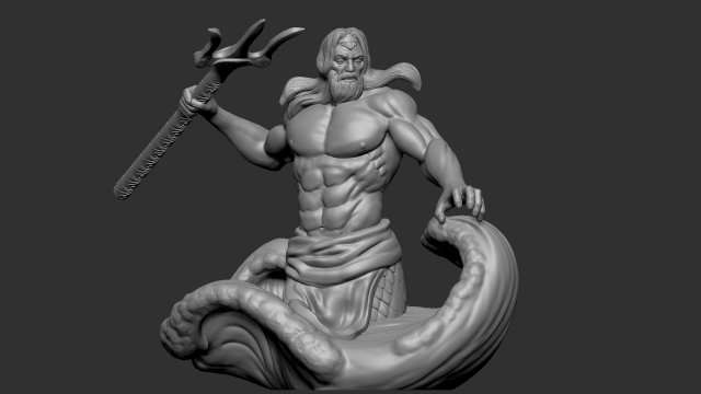 poseidon man greek statue sea god 3D print model - Mito3D