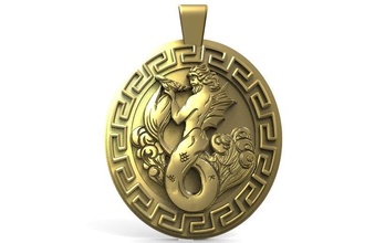 poseidon pendant 3d print model in pendants 3dexport neptune triton mythology jewelry jewel ocean sea art zeus 3d print model - Mito3D