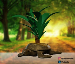 potsertoise kaplumbağalar tencere doğa-bitkiler bitkiler dış hayvan 3d print model - Mito3D