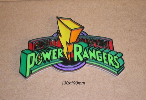 power rangers might morphin embossed logo poster sign printed 3d printer pla filament signs logos label printing game console xbox playstation nintendo video player joystick tools dance mighty morphing 3d print model - Mito3D