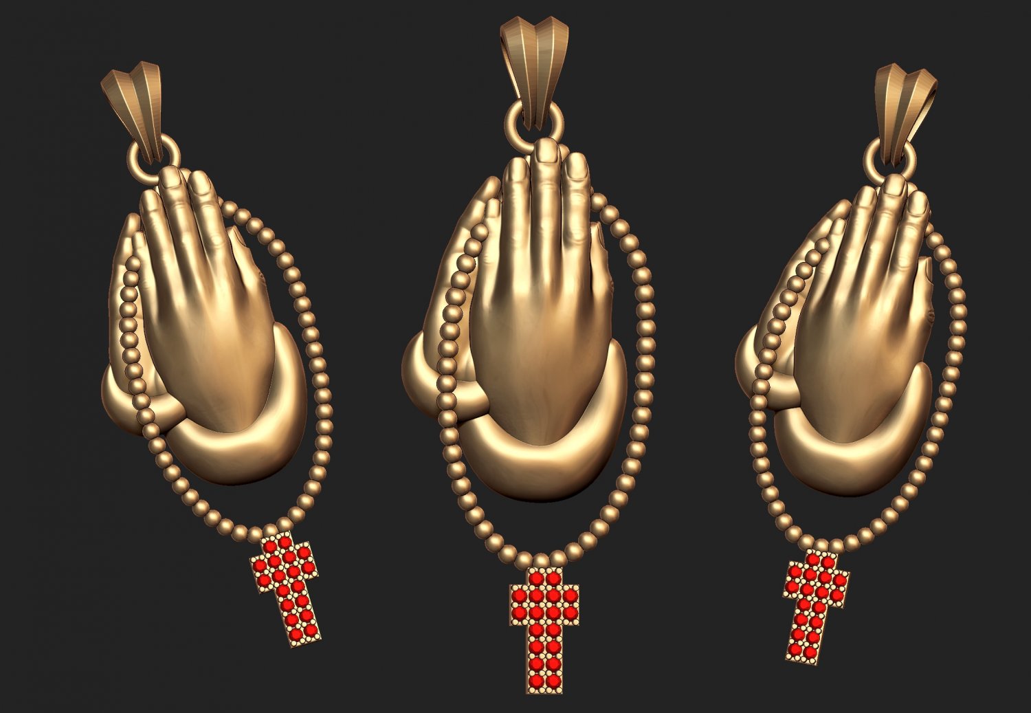 praying hand pendant 3d print model in pendants 3dexport jewel jewells jewellery hands cross joining pray god jesus zbrush cnc 3dprintable printable pandle diamonds saint 3D print model - Mito3D
