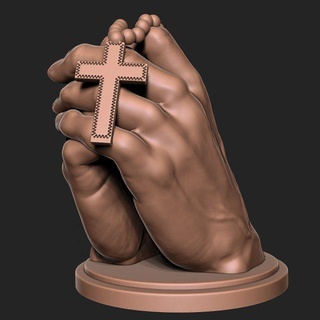 dua eller figürinler namaz parmaklar Hıristiyanlık kilise Katolik Ortodoks inanç heykel takı mücevher altın yazdırılabilir İsa dindar gümüş el katedral kolye 3d print model - Mito3D