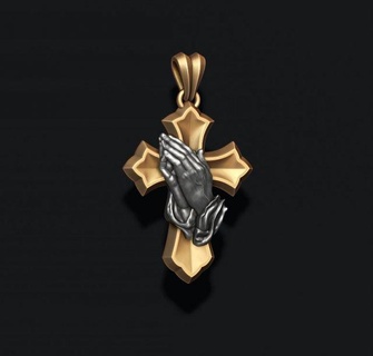 praying hands cross pendant pendants prayer fingers christianity church catholic orthodox faith sculpture printable christ religiou hand jesus cathedral religion love holy mary 3d print model - Mito3D