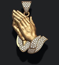 praying hands pendant necklace gems bas-relief prayer fingers christianity church catholic orthodox jewelry jewellery gold printable christ religiou silver hand pendants briliant stone gemstone 3d print model - Mito3D