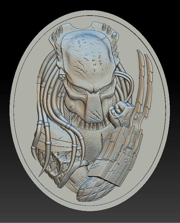 depredador de la cabeza medalla alivio - 2017 medallón el dinero moneda fantasía 3D print model - Mito3D