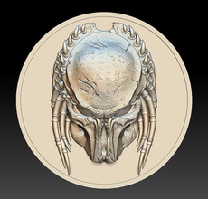 depredador de la cabeza medalla alivio -2017 medallón el fantasía moneda dinero 3d print model - Mito3D