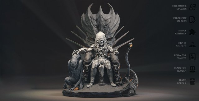 depredador trono 3d monstruos criaturas 3D print model - Mito3D