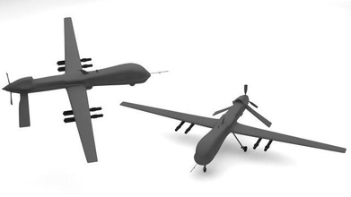 predator type drones 3d model in drone copter 3dexport unmanned aerial vehicle uav mq1 remote controlled general atomics war aircraft airplane military army 3d print model - Mito3D