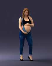 embarazada mujer 0506 1 3d impresión Listo escanear modelo polígono 3dprint humano masculino realista planteado personaje personas miniaturas hombre niño estilo éxito atuendo Moda 3d print model - Mito3D
