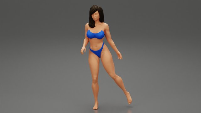 bonita bikini mulher pé perna sexy menina pose corpo personagem humano fêmea anatomia estátua escultura metamorfose adulto erótico praia figura verão 3D print model - Mito3D