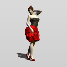 hübsches Mädchen Abend Kleid 3d drucken 3dprint Mensch person einzelnen Charakter Frau weiblich lady Persönlichkeit pro pers Rock Vorhang 3d print model - Mito3D