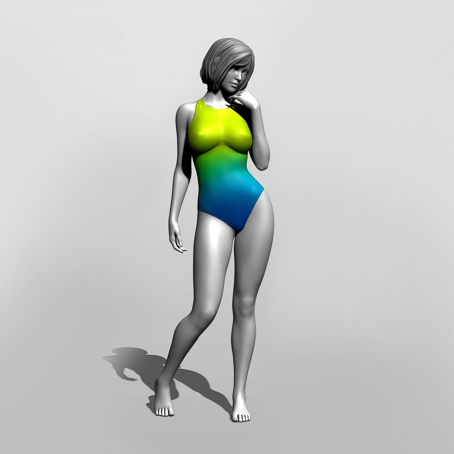 pretty girl in a swimsuit 3d print model woman 3dexport figure people body human person anatomy female lady swimming suit pool beach plage sexy sweet honey 3D print model - Mito3D