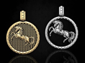 pretty horse pendant 3d printable pendants gold silver platinum sterling women men relief animal mare riding trace jewellry 3d print model - Mito3D