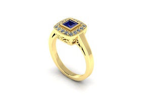 taille princesse bague en or de fiançailles le diamant la coupe l'engagement l'anneau joyau bijoux spécial unique 3d print model - Mito3D