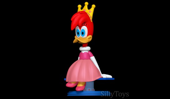princesse winnie pivert 3d impression modèle in animaux 3dexport oiseau velu anthro femelle séance boisé robe couronne 3d print model - Mito3D