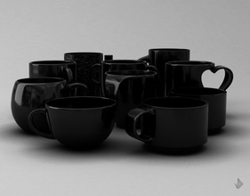 drucken cups collection 001 010 Kaffee Kaffeetasse Tasse Tee Teetasse druckbar Getränk Porzellan Küche Geschirr Liebe Herz 3d print model - Mito3D